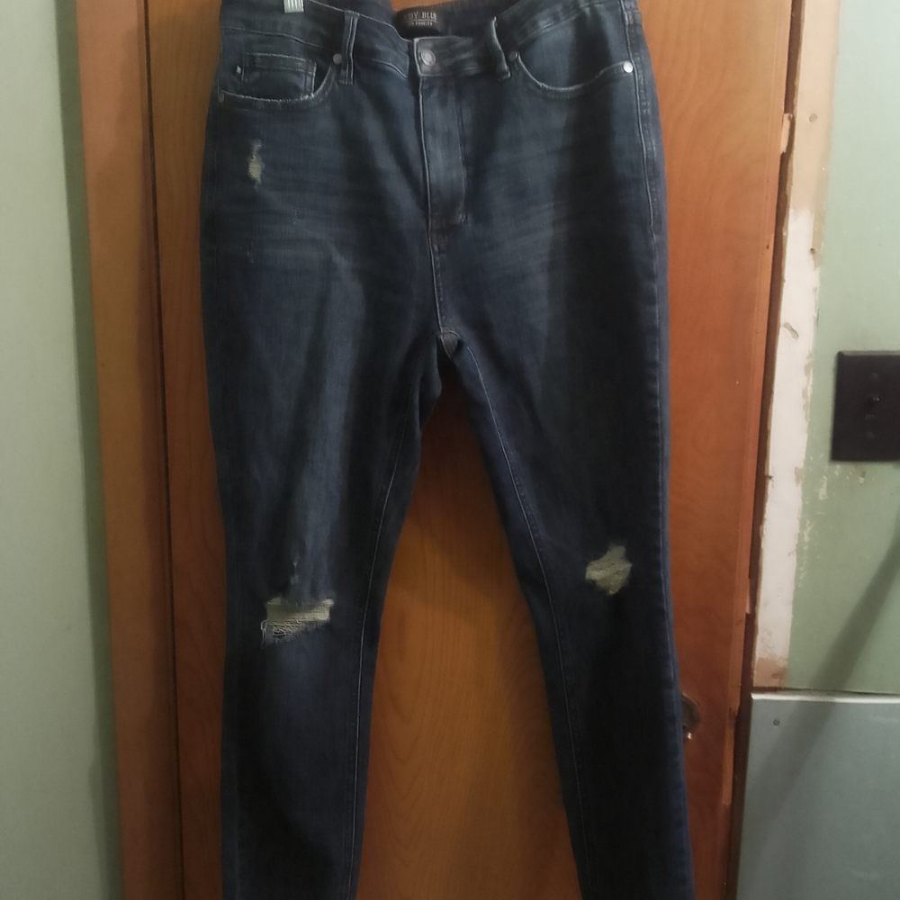 Distressed Dark Blue‎ Judy Blue High Rise Skinny Fit Jeans Size 15/32 - Picture 8 of 16